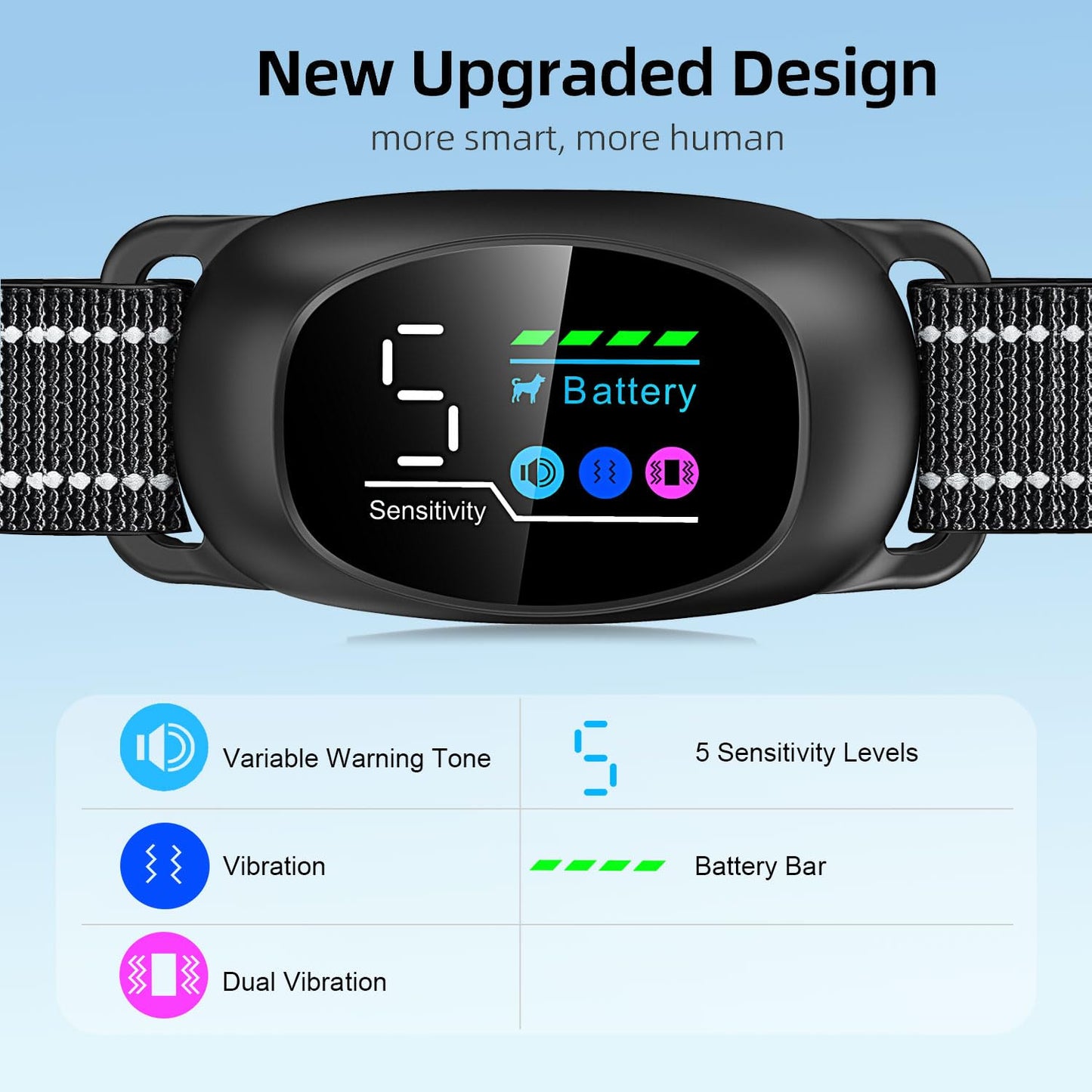 PetsVibe 2-in-1 Anti Bark Collar – Fully Automatic + Optional Manual Remote Control, No Shock, Dual Vibration, 7 Modes, Humane Dog Training, Waterproof, Rechargeable, Cuttable Strap