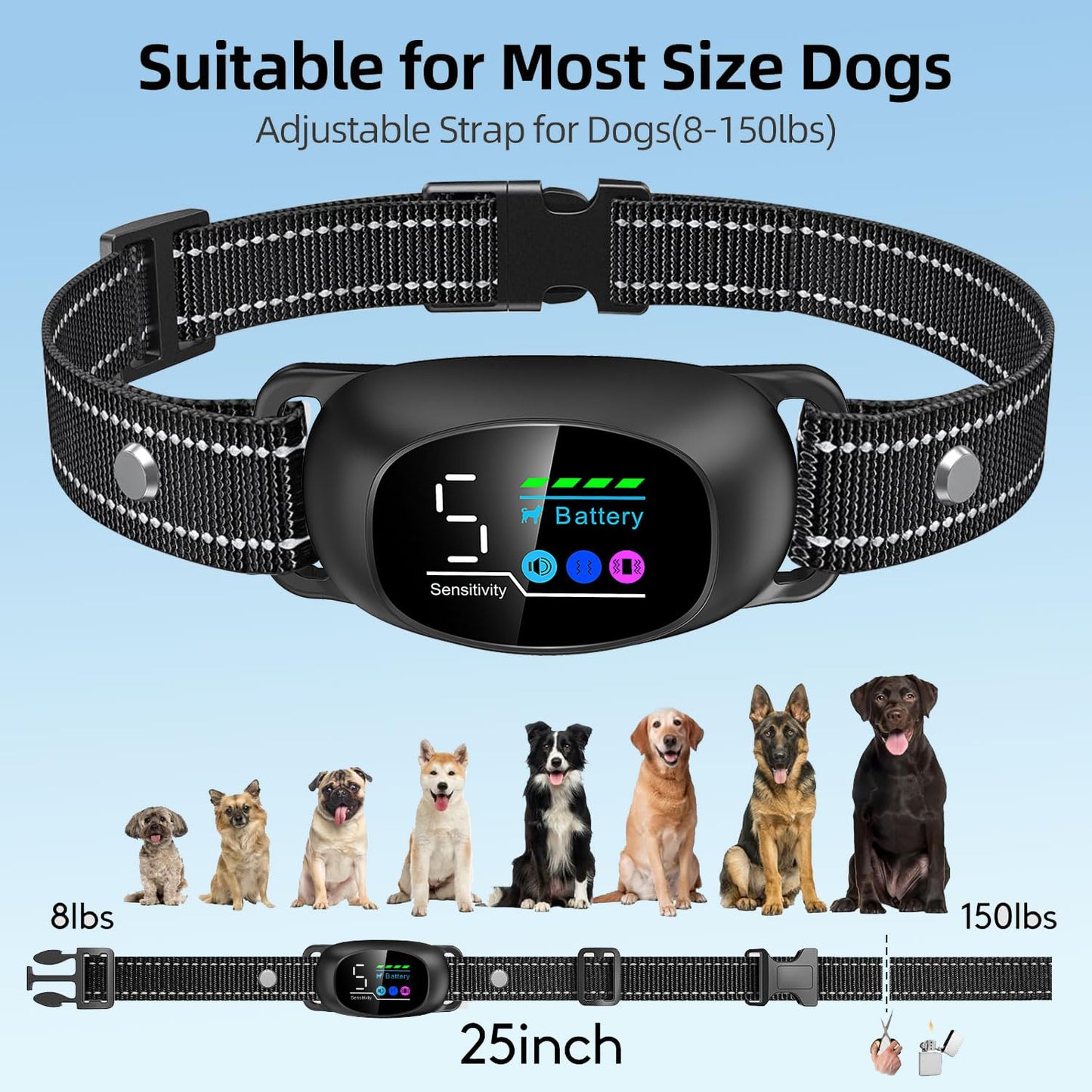 PetsVibe 2-in-1 Anti Bark Collar – Fully Automatic + Optional Manual Remote Control, No Shock, Dual Vibration, 7 Modes, Humane Dog Training, Waterproof, Rechargeable, Cuttable Strap