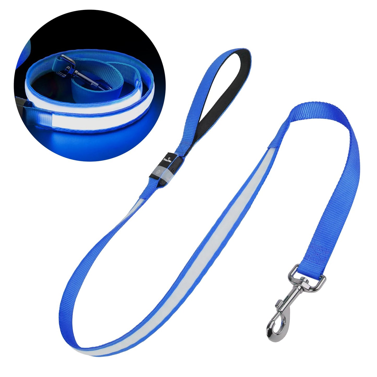 PetsVibe Illuminated lead for dogs. USB Rechargeable LED Flashing Dog Leash - Durable, High-Visibility, Eco-Friendly for Safe Night Walks