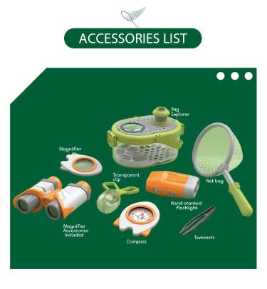 LittleCub Bug Hunting Kits for Children - 10 Pcs Bug Catcher for kids, Kids Insect Explorer kit, Educational Toys includes an Observation Box, Magnifier, Compass, Tweezers, Flashlight, and Net Bag