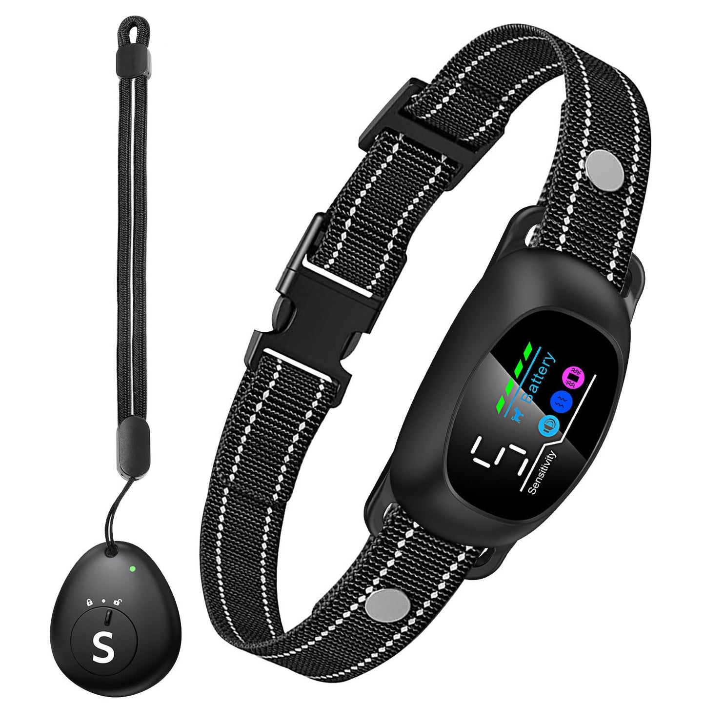 PetsVibe 2-in-1 Anti Bark Collar – Fully Automatic + Optional Manual Remote Control, No Shock, Dual Vibration, 7 Modes, Humane Dog Training, Waterproof, Rechargeable, Cuttable Strap