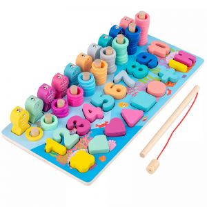 Wooden Educational Toys 5 in 1 Logarithmic Board Puzzle Kids Learning Montessori Toys